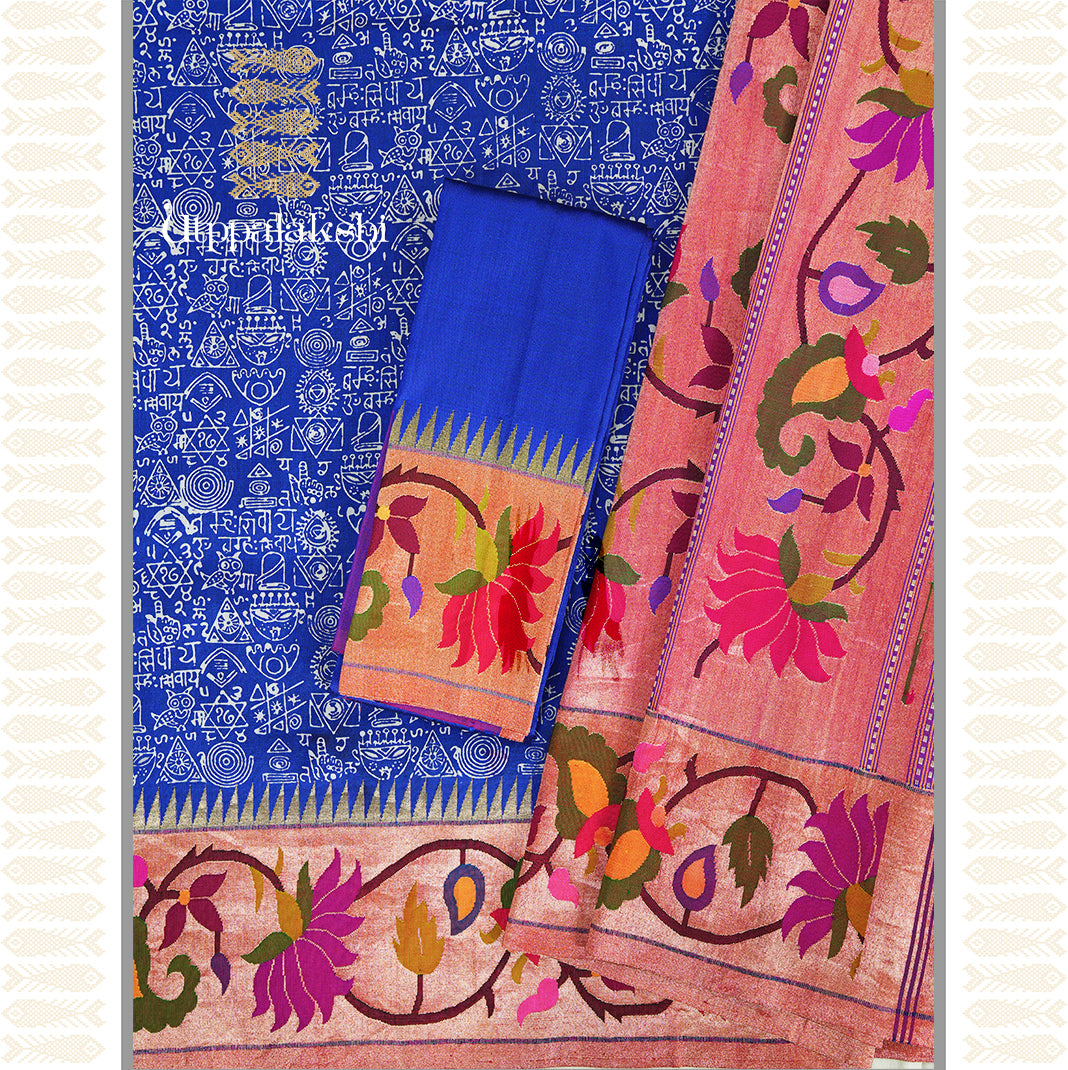 BLUE PAITHANI SAREE-AN UTPPALAKSHI HANDWOVEN SILK PAITHANI