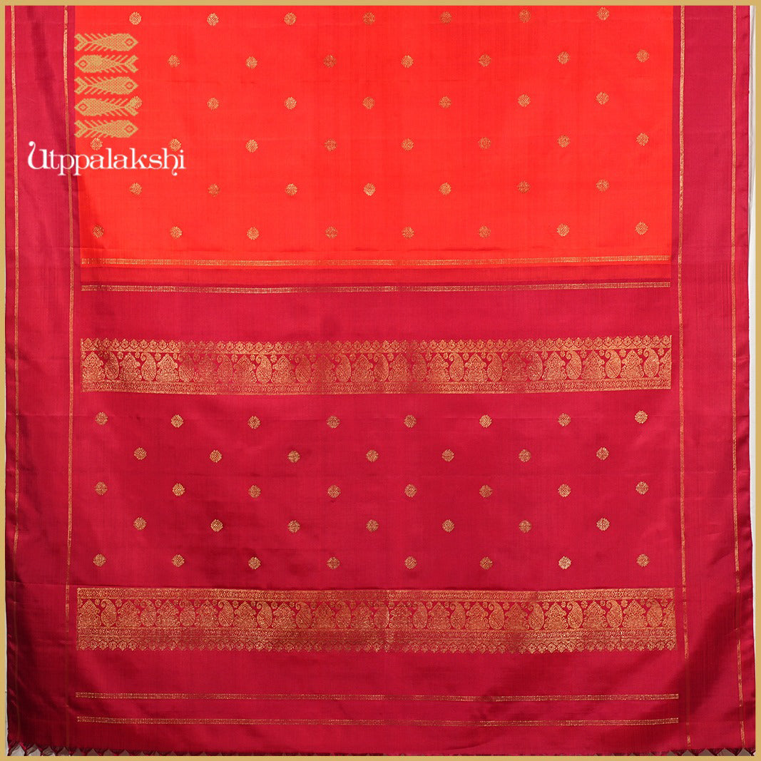 ORANGE COLOUR SAREE WITH RED BORDER-AN UTPPALAKSHI HANDWOVEN KANCHIPURAM SILK SAREE