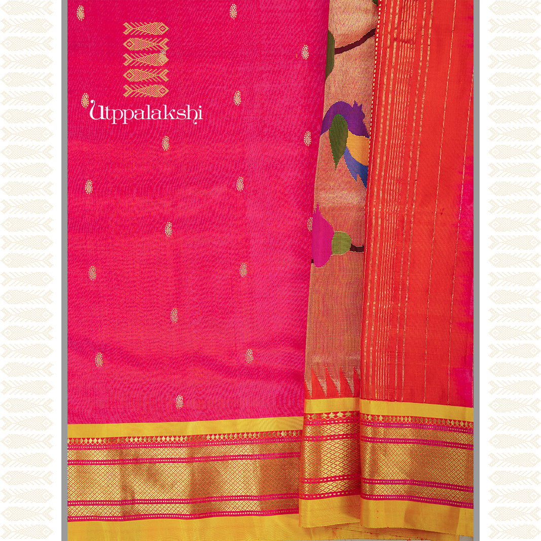 ORANGE ROSE SAREE-AN UTPPALAKSHI HANDWOVEN PAITHANI SILK SAREE