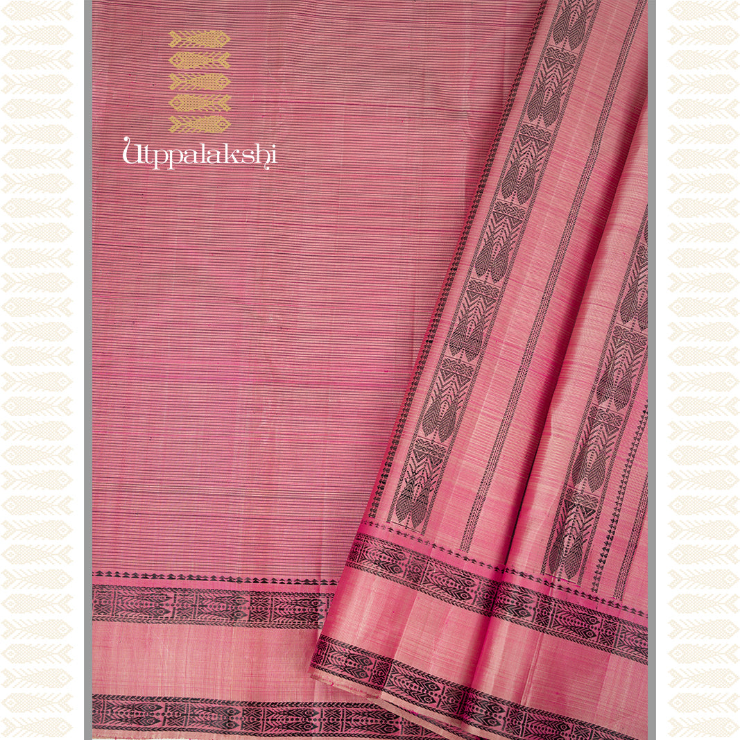 PINK SILK MEEN PETT SAREE -AN UTPPALAKSHI HANDWOVEN KANCHIPURAM SILK SAREE