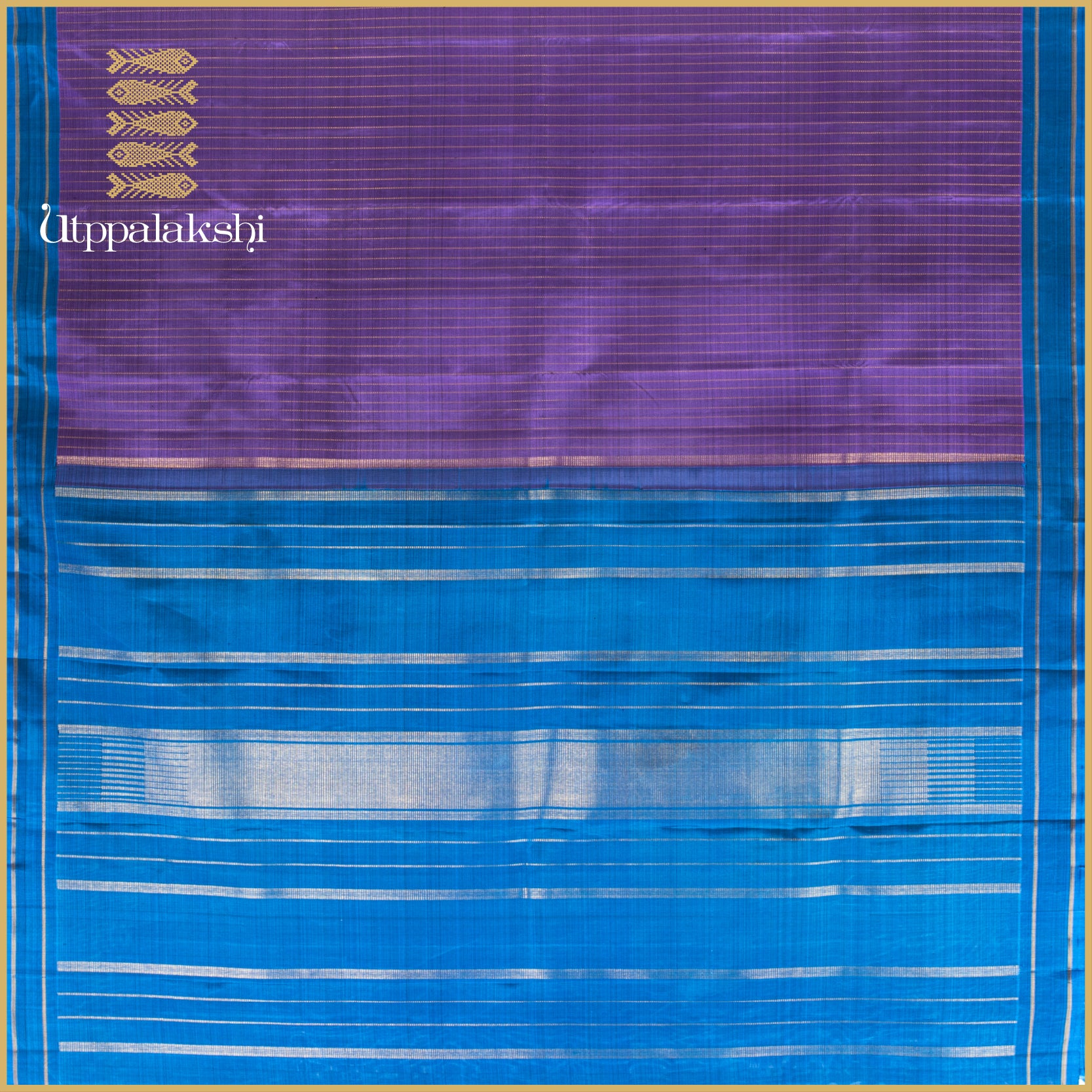 MUTHU LINES ON LAVENDER WITH TEAL SEER/ KAMBI BORDER - AN UTPPALAKSHI HANDWOVEN KANJIVARAM SILK SAREE