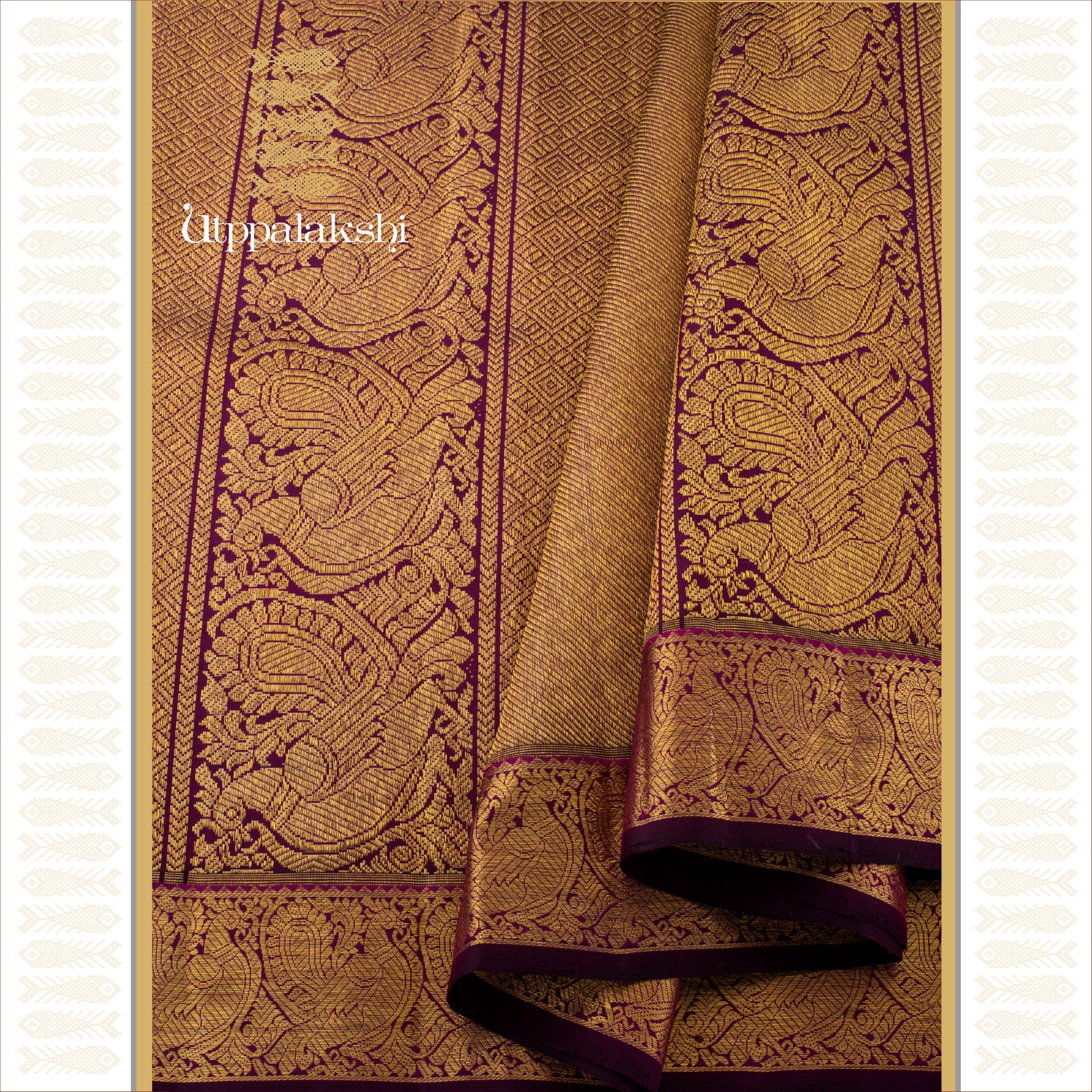 PURPLISH WINE/MAGENTA LONG PALLU WITH ANNAM MOTIFS - AN UTPPALAKSHI HANDWOVEN KANJIVARAM SILK SAREE