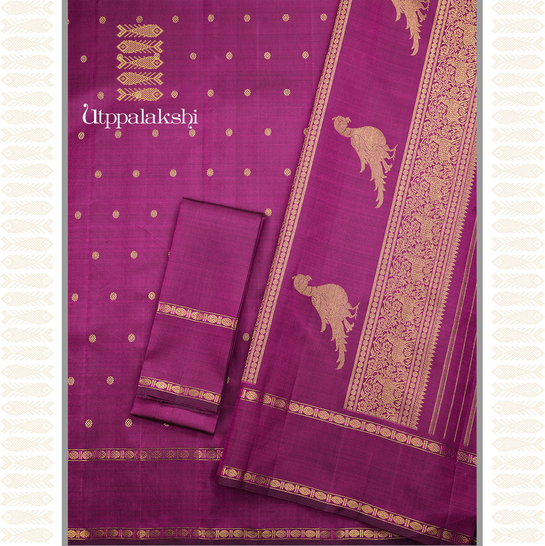 VADAMALLI COLOUR SAREE WITH KAMALAM BUTTAS -AN UTPPALAKSHI HANDWOVEN KANCHIPURAM SILK SAREE