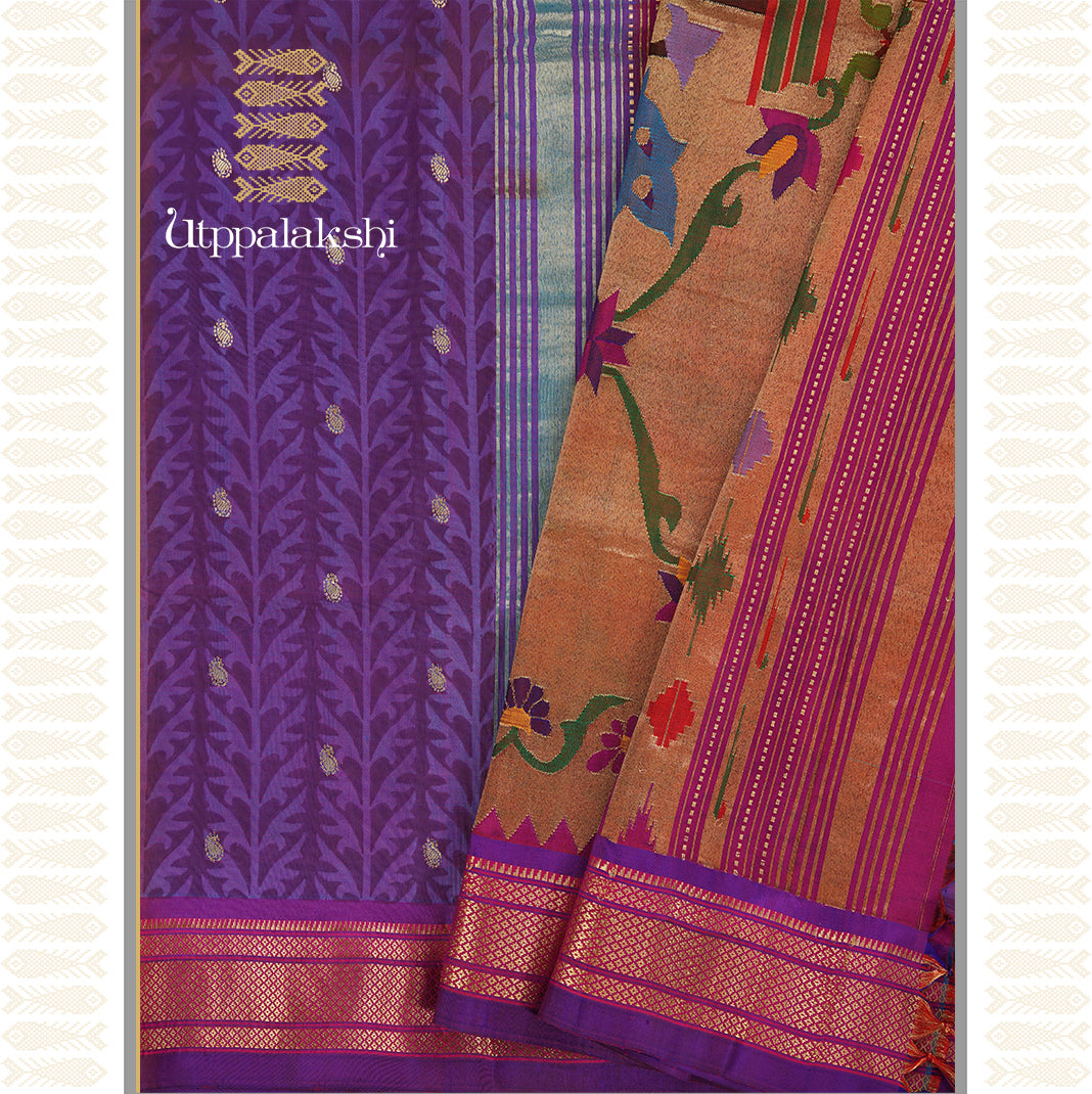 PURPLE SAREE-AN UTPPALAKSHI HANDWOVEN PAITHANI SILK SAREE
