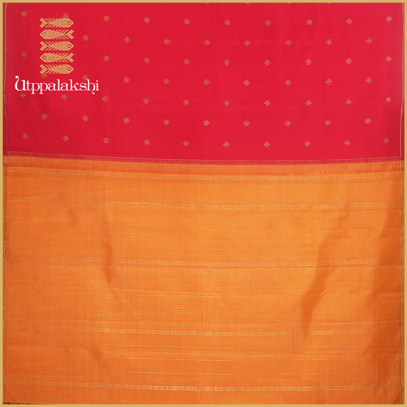 RED COLOUR SMALL KOLAM SAREE -AN UTPPALAKSHI HANDWOVEN KANCHIPURAM SILK SAREE