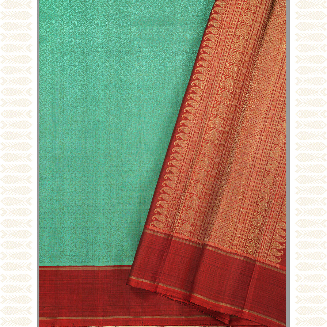 REXONA COLOUR JACQUARDSAREE WITH MAROON BORDER-AN UTPPALAKSHI HANDWOVEN KANCHIPURAM SILK SAREE