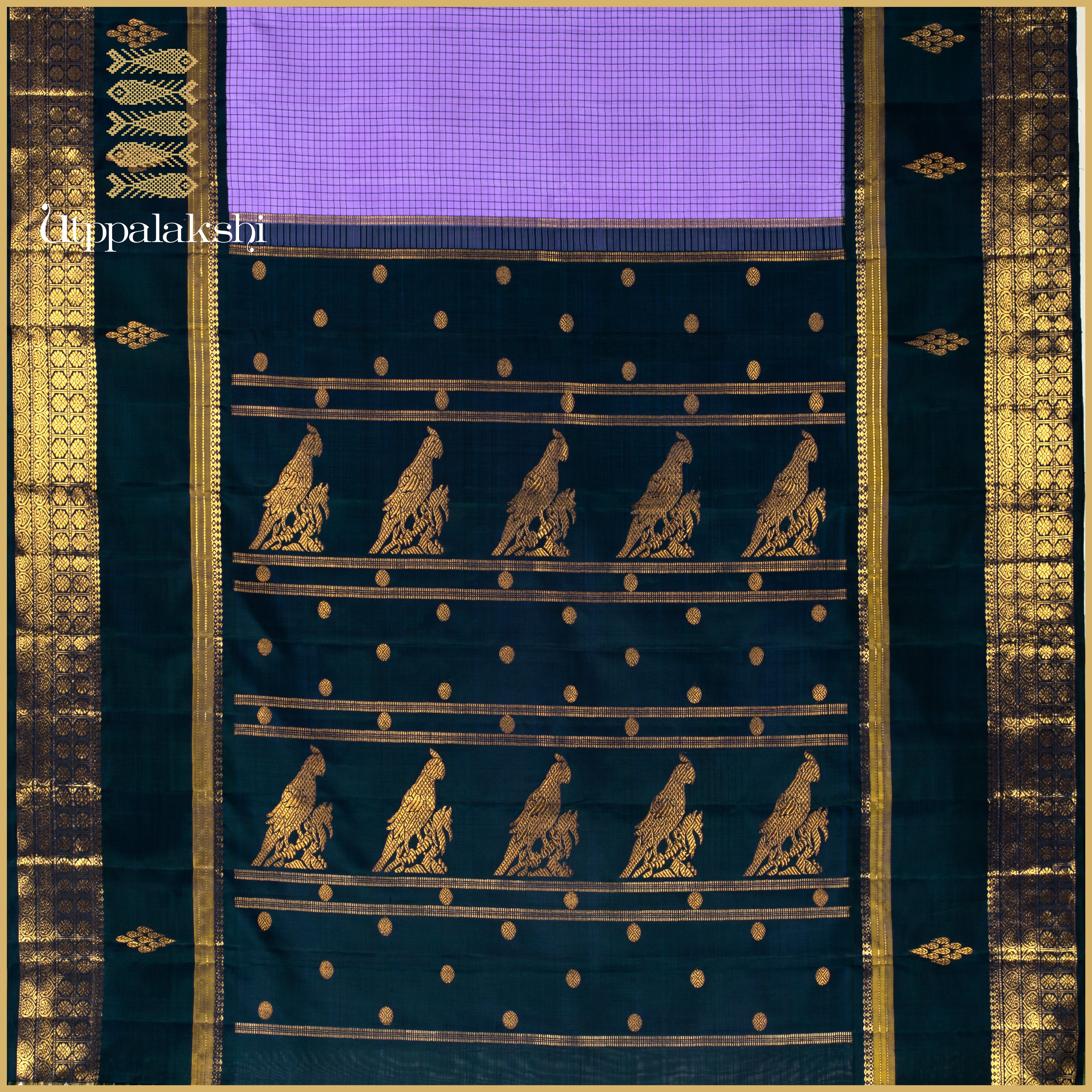 Master Weaver Edit || Lavender and Blue-Green Korvai || The Kutralam Kuravanji Revival - AN UTPPALAKSHI HANDWOVEN KANJIVARAM SILK SAREE