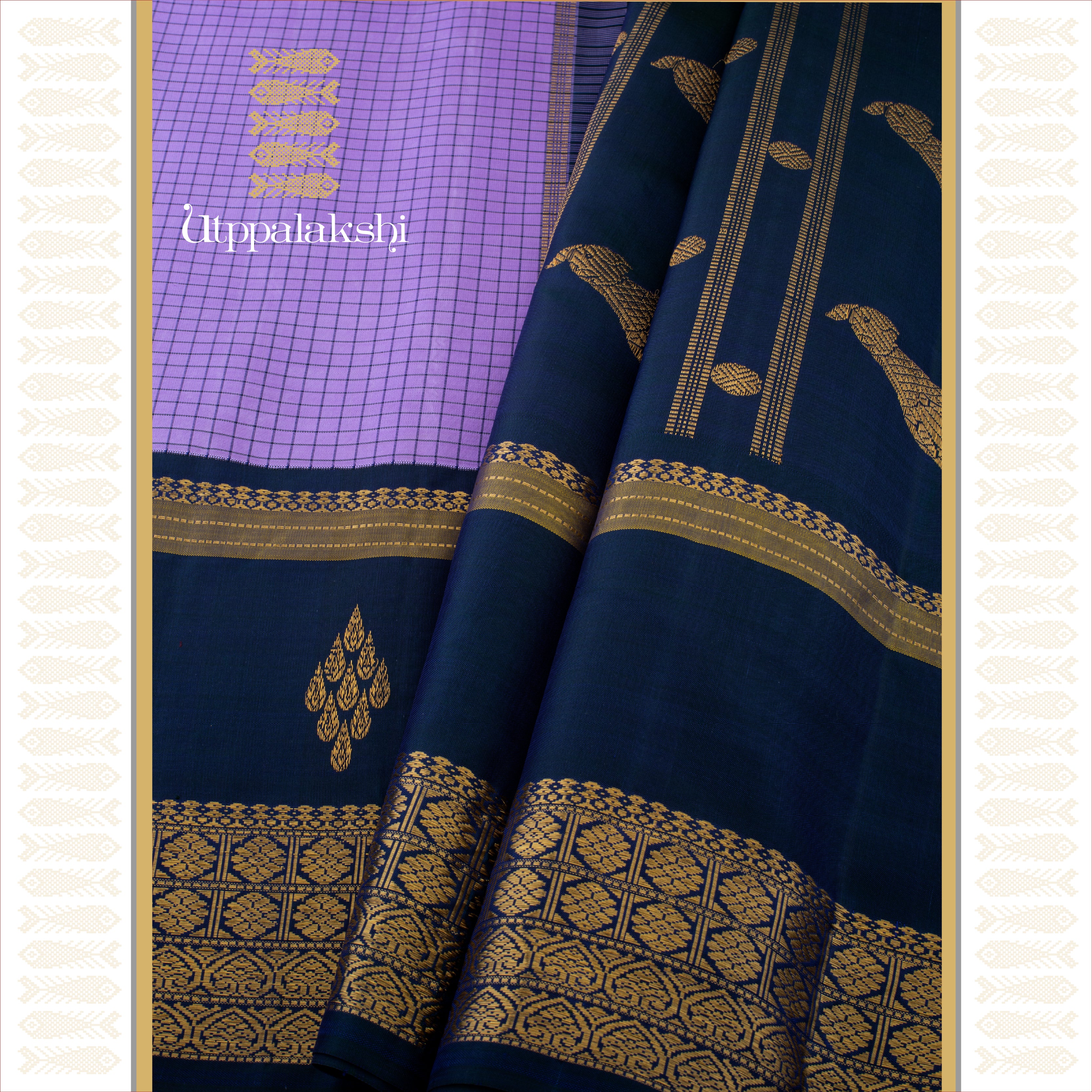 Master Weaver Edit || Lavender and Blue-Green Korvai || The Kutralam Kuravanji Revival - AN UTPPALAKSHI HANDWOVEN KANJIVARAM SILK SAREE