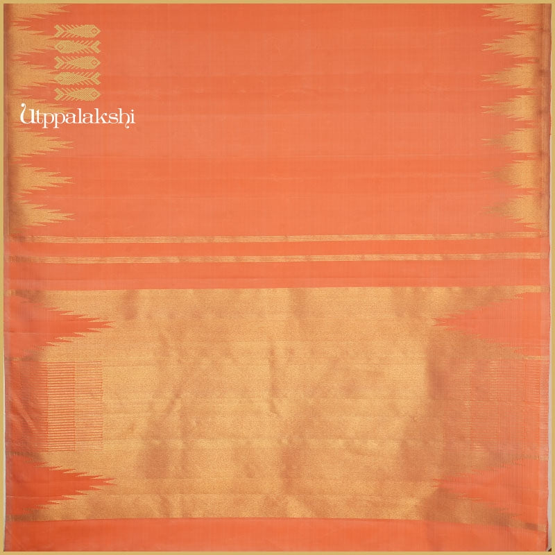 Mayil Kazhuthu Saree with Orange Pallu – An Utppalakshi Handwoven Kanchipuram Silk Saree