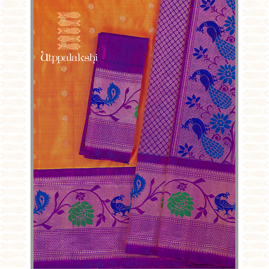 YELLOW AND PURPLE SAREE-AN UTPPALAKSHI HANDWOVEN PAITHANI SILK SAREE