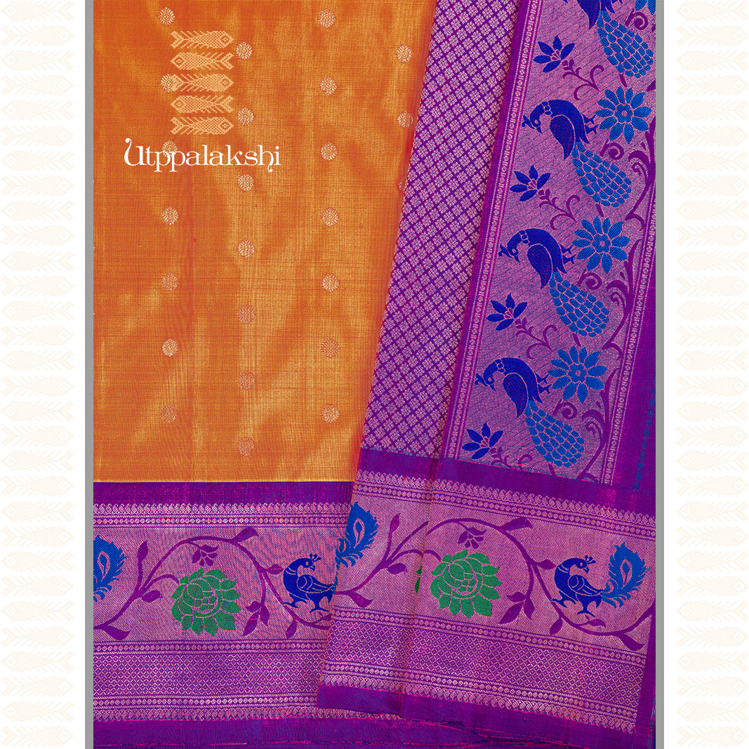 YELLOW AND PURPLE SAREE-AN UTPPALAKSHI HANDWOVEN PAITHANI SILK SAREE