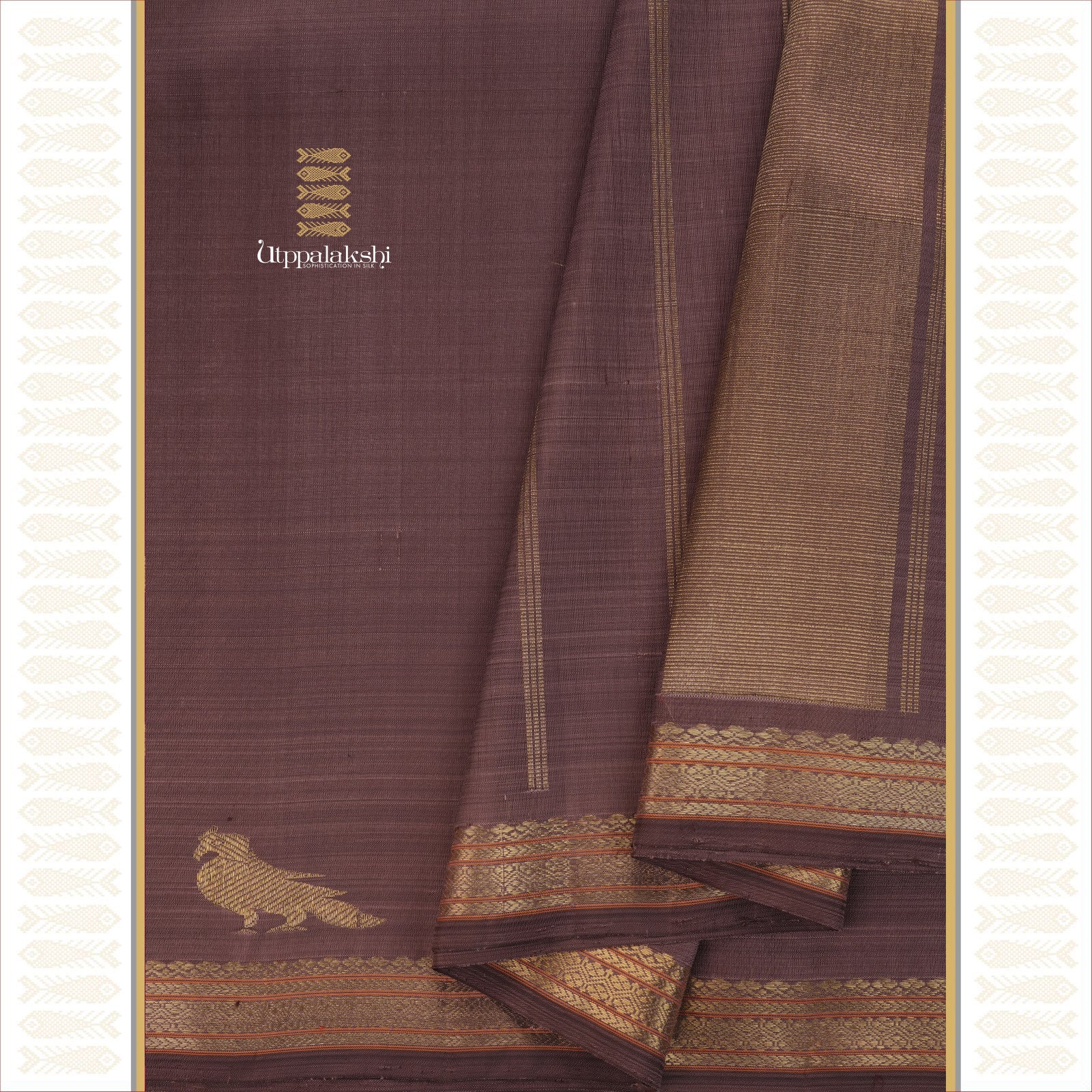 A Master Weaver’s Creation -A Temple-Inspired Silk Sari in Chocolate Hues