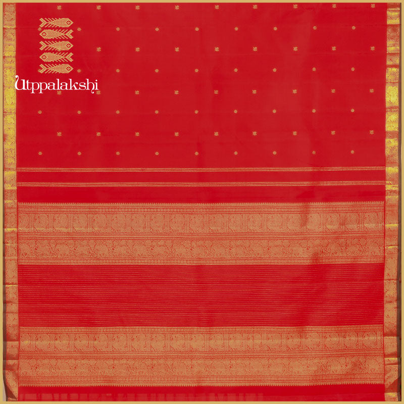 CHILLI RED SAREE WITH JARI -AN UTPPALAKSHI HANDWOVEN KANCHIPURAM SILK SAREE