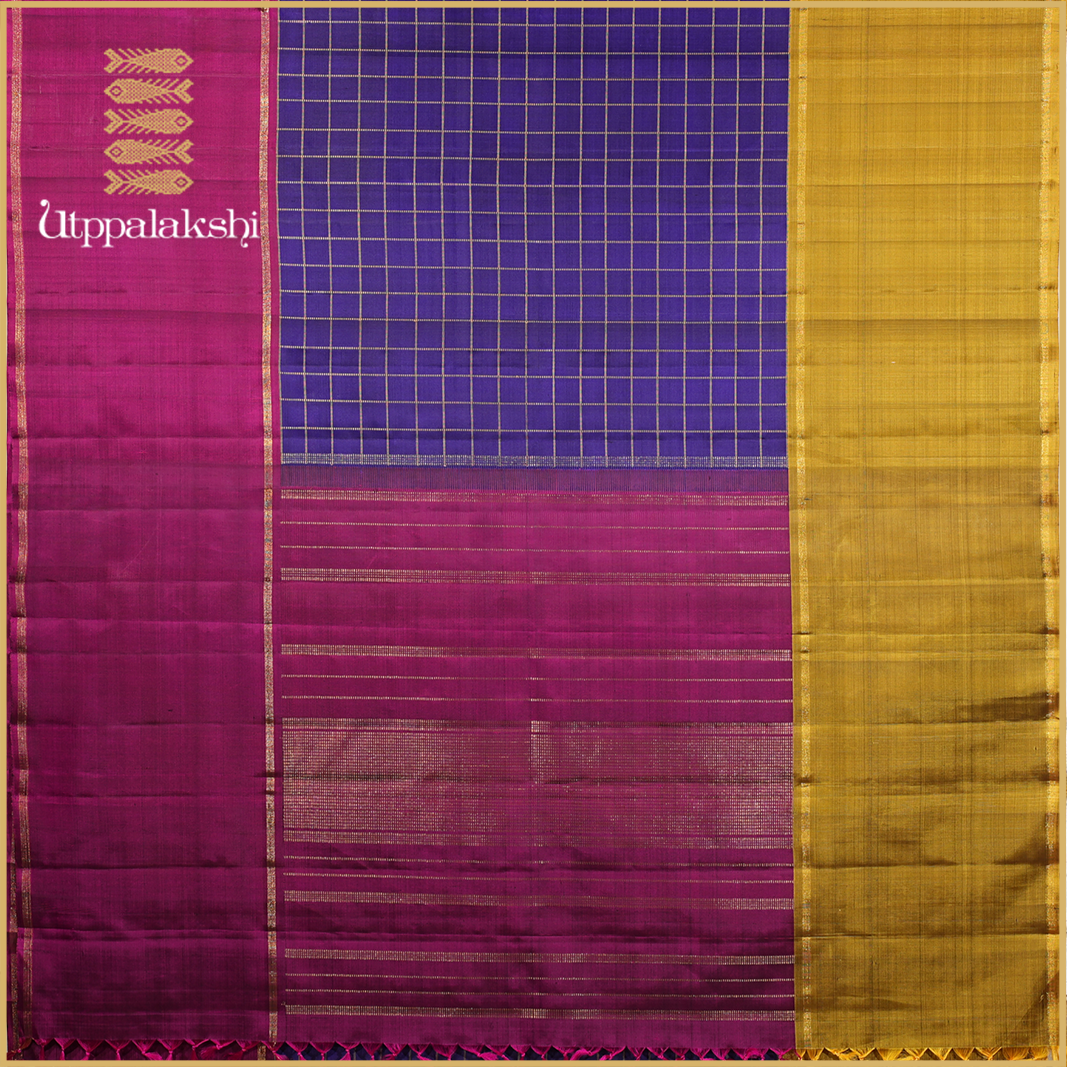 BLUE MUPPAKAM WITH GANGA JAMUNA BORDER-AN UTPPALAKSHI HANDWOVEN KANCHIPURAM SILK SAREE