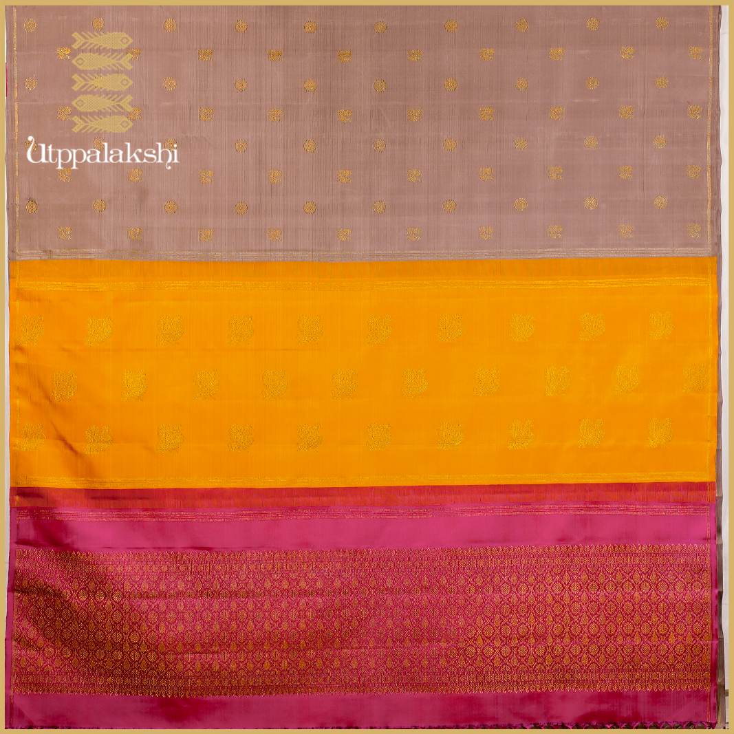 ICE MOCCA COLOUR WITH DOUBLE COLOUR BORDER-AN UTPPALAKSHI HANDWOVEN KANCHIPURAM SILK SAREE