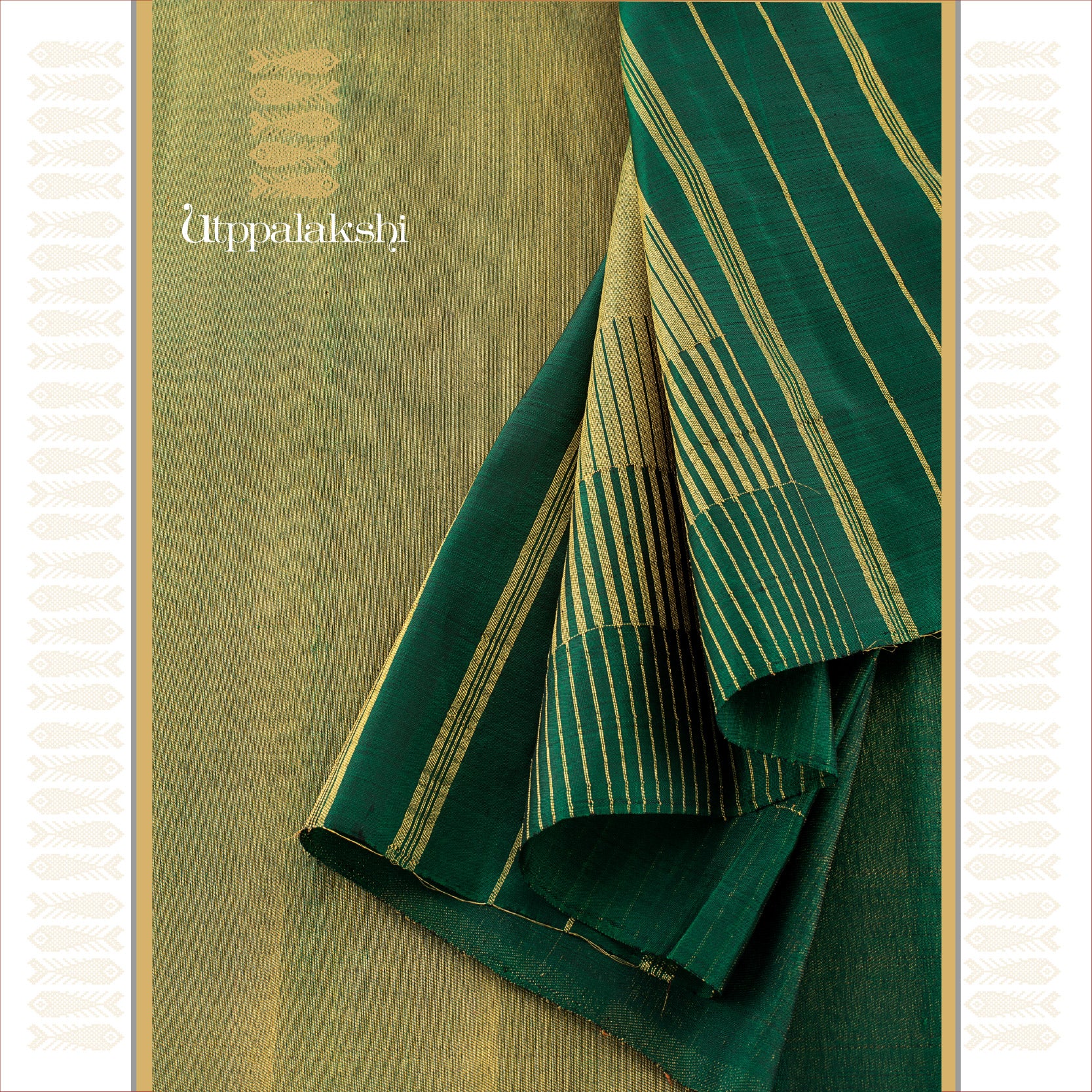 BOTTLE GREEN RAISING PALLU SAREE || UTPPALAKSHI HANDWOVEN KANJIVARAM SILK SAREE