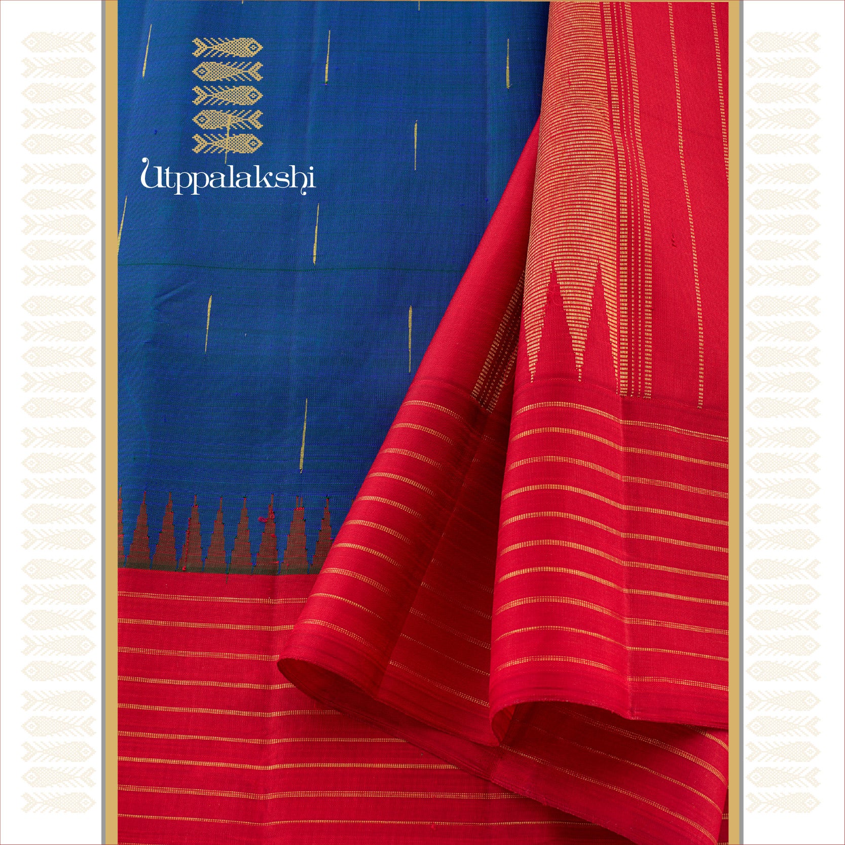 MS BLUE AND RED RAINDROPS || UTPPALAKSHI HANDWOVEN KANJIVARAM SILK SAREE