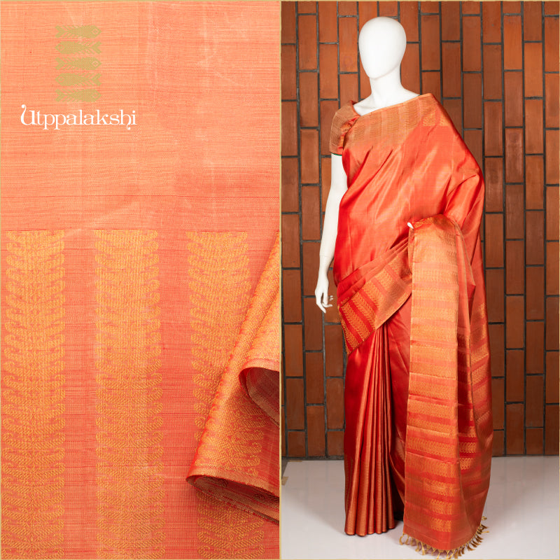 UTPPALAKSHI HANDWOVEN KANJIVARAM SILK SAREE PEACH