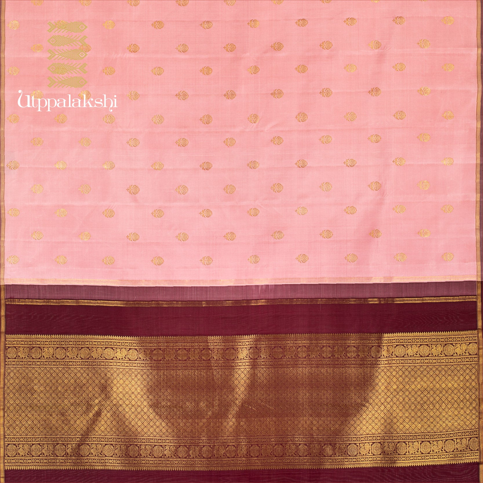 SOFT PASTEL PINK AND COFFEE BROWN || UTPPALAKSHI HANDWOVEN KANJIVARAM SILK SAREE
