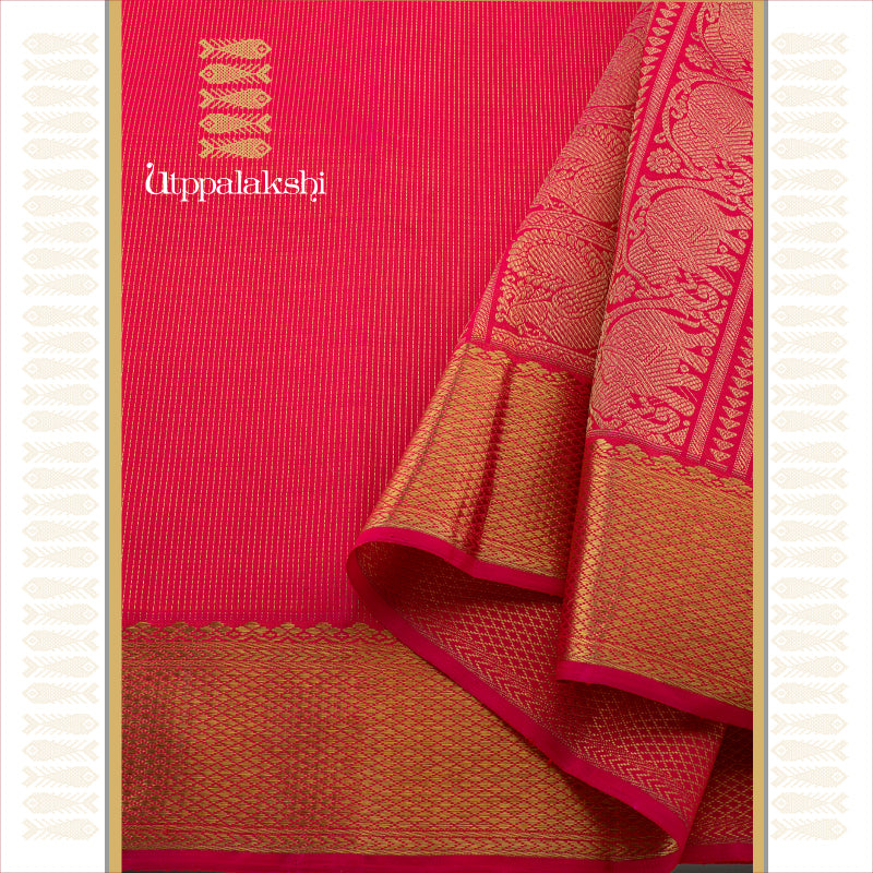 UTPPALAKSHI HANDWOVEN KANJIVARAM SILK BRIDAL SAREE PINK VAIRA OOSI