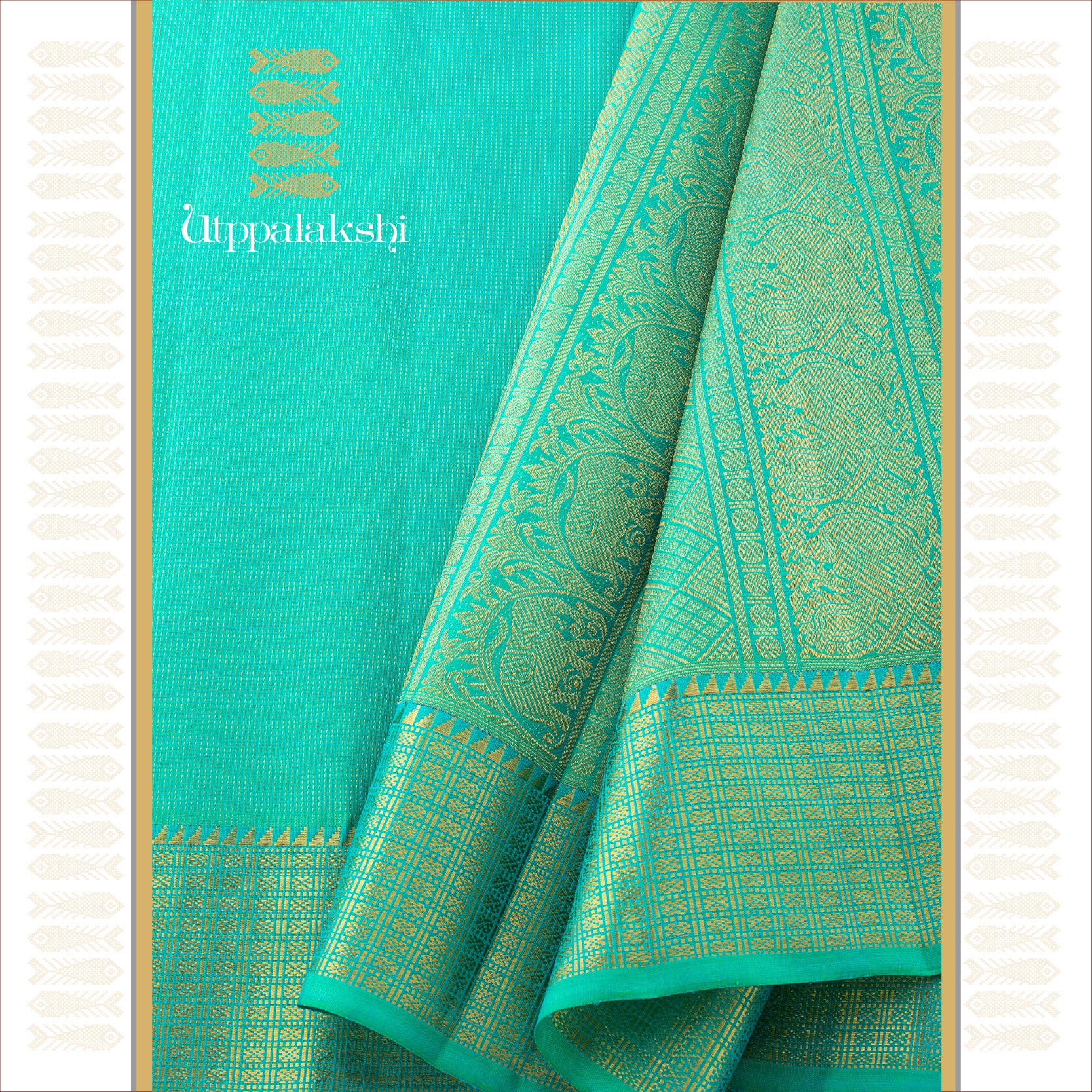 SEA GREEN VERTICAL ZARI LINES || UTPPALAKSHI HANDWOVEN KANJIVARAM SILK SAREE