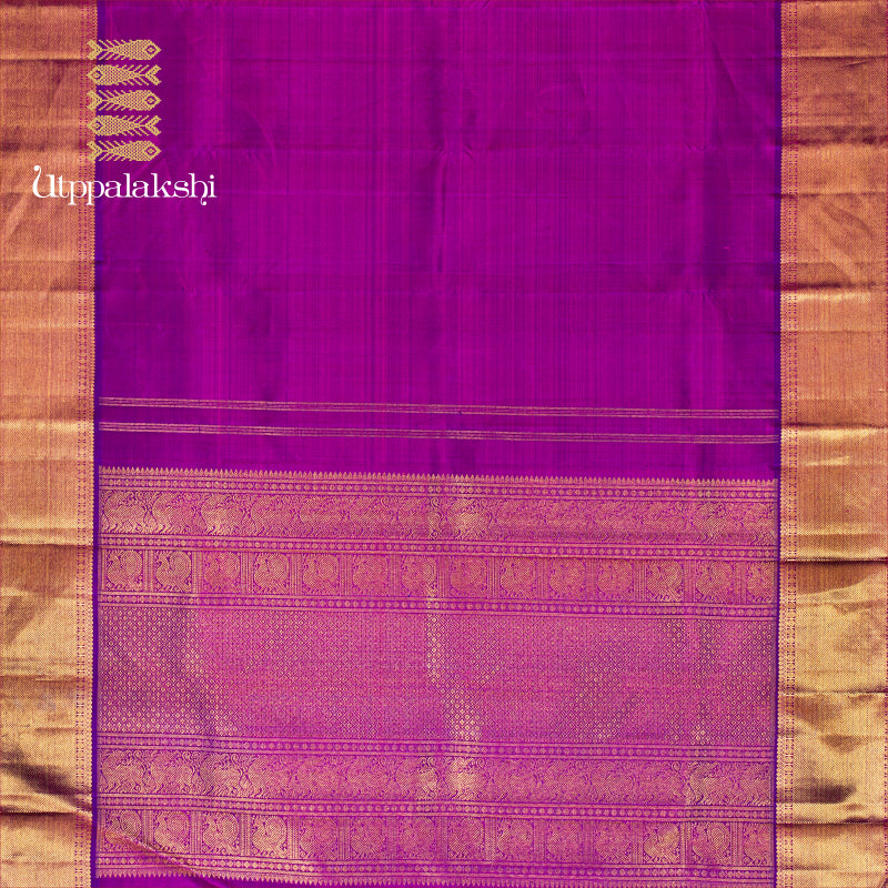 UTPPALAKSHI HANDWOVEN KANJIVARAM SILK SAREE VADAMALLI WITH RUDRAKSHAM BORDER