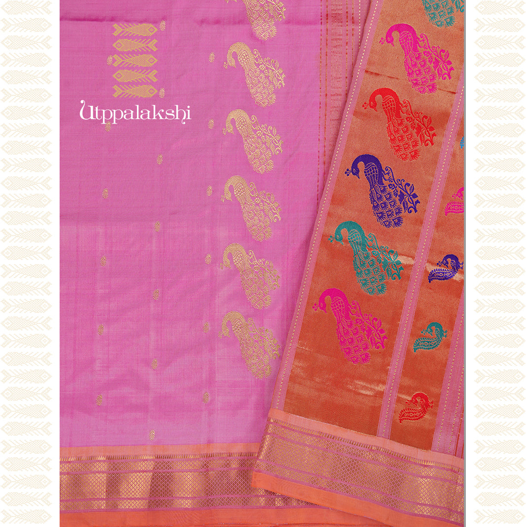 LOTUS PINK SAREE-AN UTPPALAKSHI HANDWOVEN PAITHANI SILK SAREE