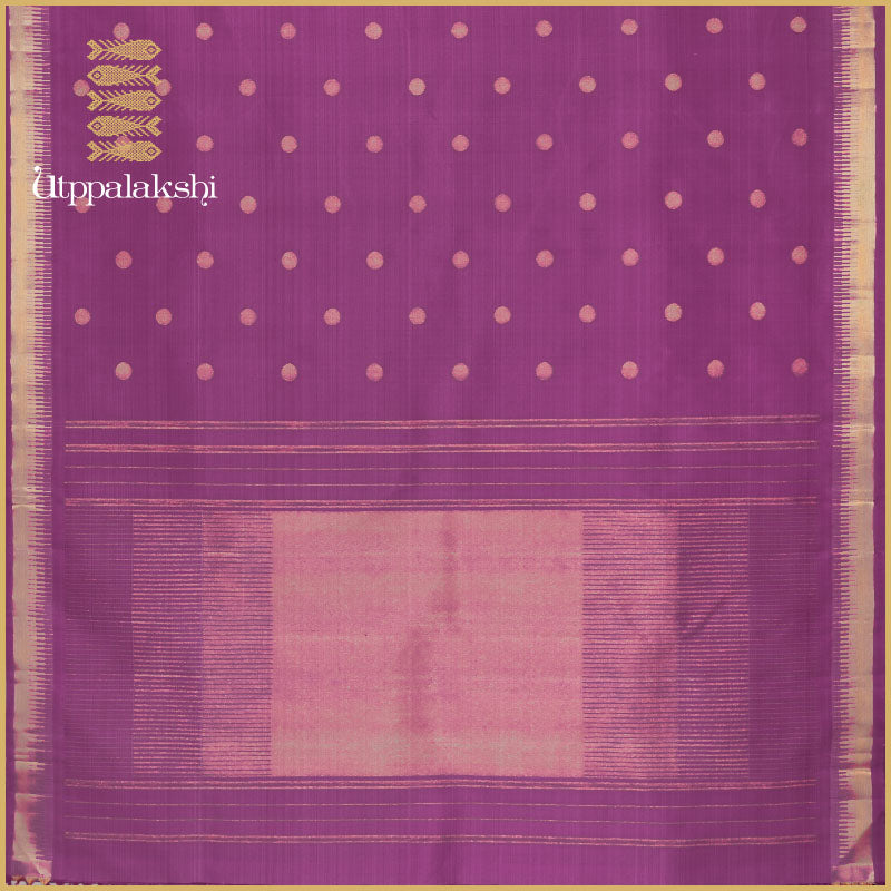 Lavender pink saree with coin buttas - AN UTPPALAKSHI HANDWOVEN KANCHIPURAM SILK SAREE
