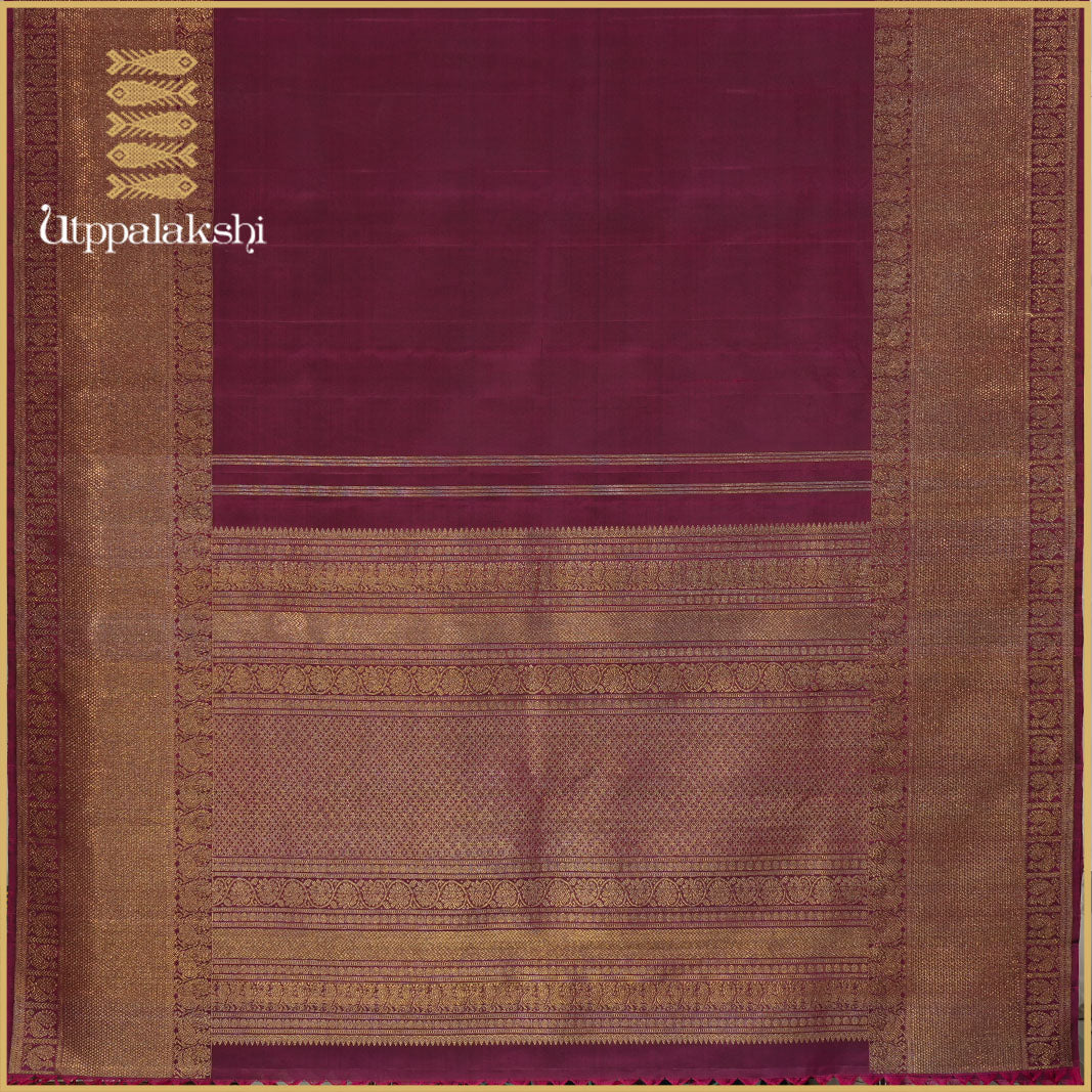 MAROON TURNING BORDER PARTLY PALLU SAREE-AN UTPPALAKSHI HANDWOVEN KANCHIPURAM SILK SAREE