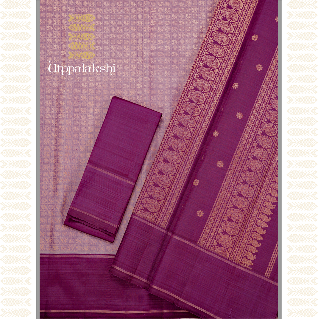 PINKISH GREY SILK PETT SAREE-AN UTPPALAKSHI HANDWOVEN KANCHIPURAM SILK SAREE