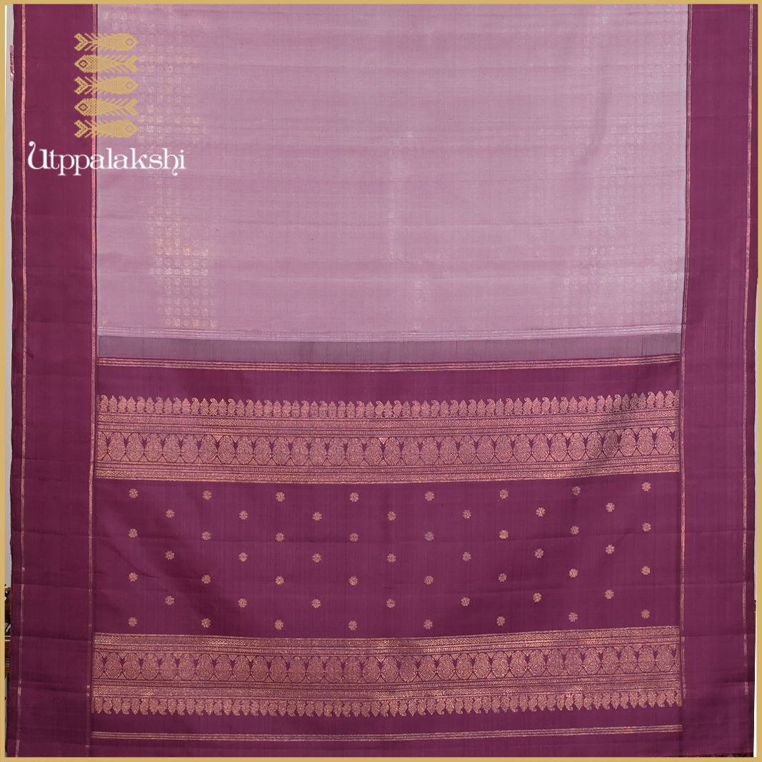 PINKISH GREY SILK PETT SAREE-AN UTPPALAKSHI HANDWOVEN KANCHIPURAM SILK SAREE