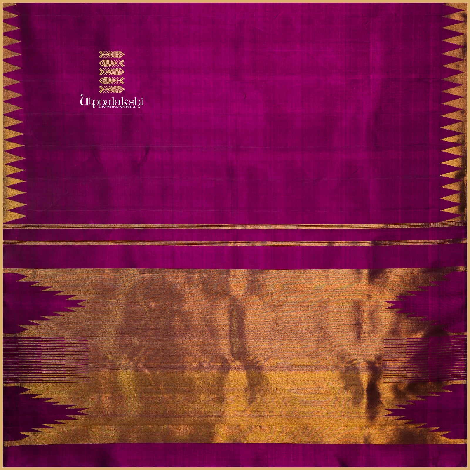 Deep Purple Temple Moggu with Simple Border and Traditional Bavanji Pallu in Eight Kol Weave – An Utppalakshi Handwoven Kanjivaram Silk Saree