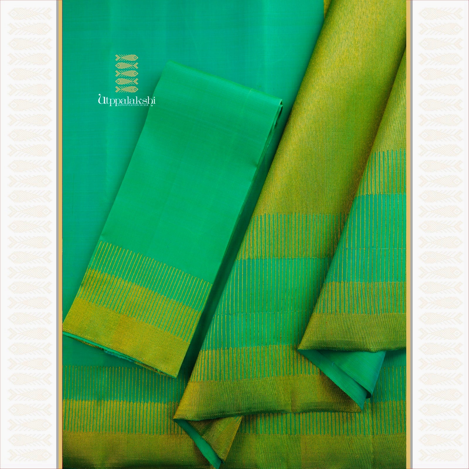 SEEPU RAKKU : QUIET ELEGANCE IN SEA GREEN - AN UTPPALAKSHI HANDWOVEN KANCHIPURAM SILK