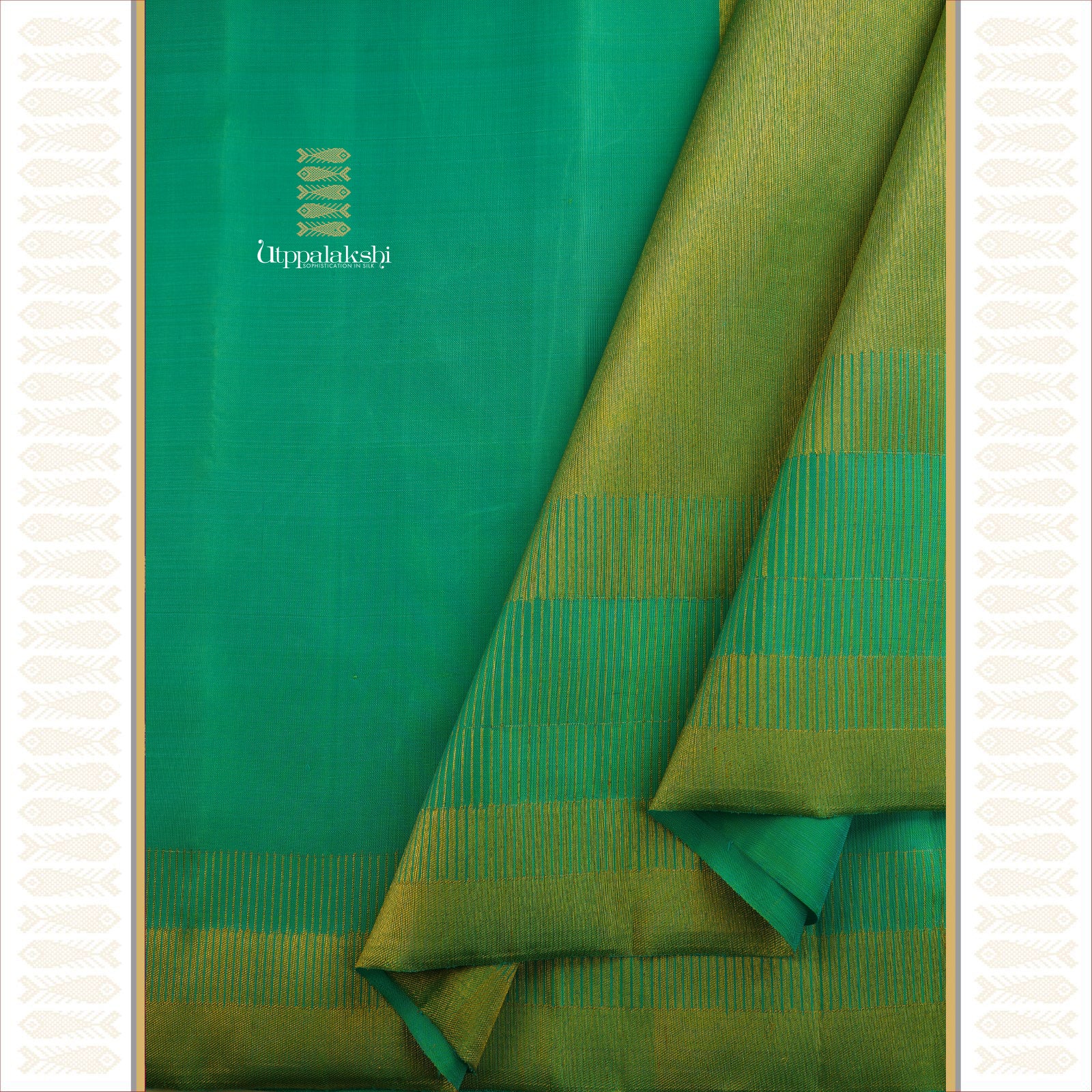 SEEPU RAKKU : QUIET ELEGANCE IN SEA GREEN - AN UTPPALAKSHI HANDWOVEN KANCHIPURAM SILK