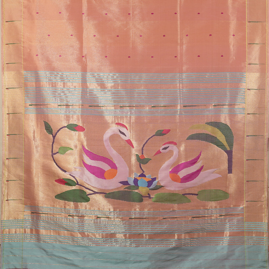 TISSUE LIGHT PINK SAREE -AN UTPPALAKSHI HANDWOVEN PAITHANI SILK SAREE