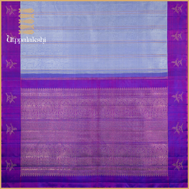 VOILET GREY JACQUARD SAREE-AN UTPPALAKSHI HANDWOVEN KANCHIPURAM SILK SAREE