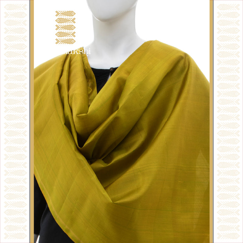 UTPPALAKSHI KANJIVARAM SILK DUPATTA OLIVE GREEN WITH SIMPLE ZARI LINES