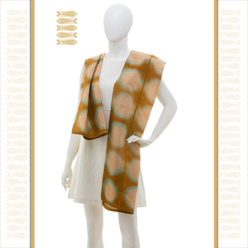 UTPPALAKSHI KANJIVARAM SILK STOLE DUPATTA OFF WHITE AND BROWN BATIK