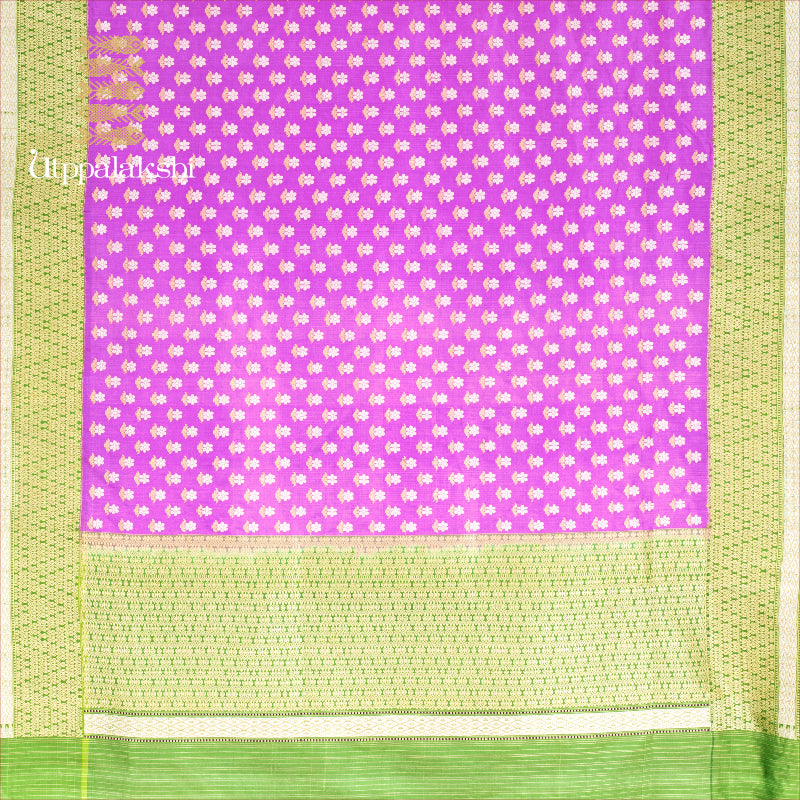 BENARAS SILK SAREE LAVENDER AND GREEN || UTPPALAKSHI HANDWOVEN SILK SAREE