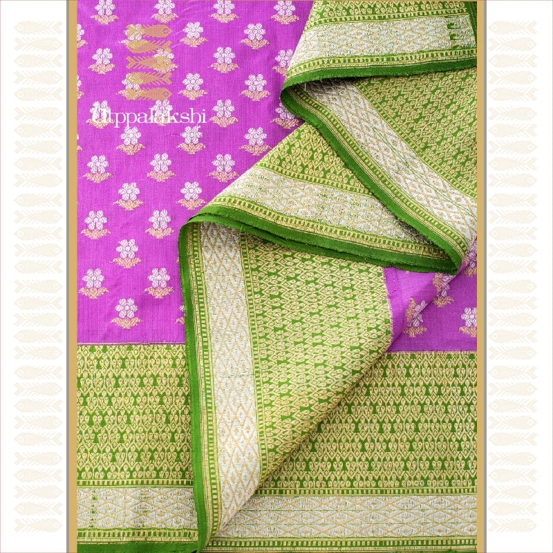 BENARAS SILK SAREE LAVENDER AND GREEN || UTPPALAKSHI HANDWOVEN SILK SAREE