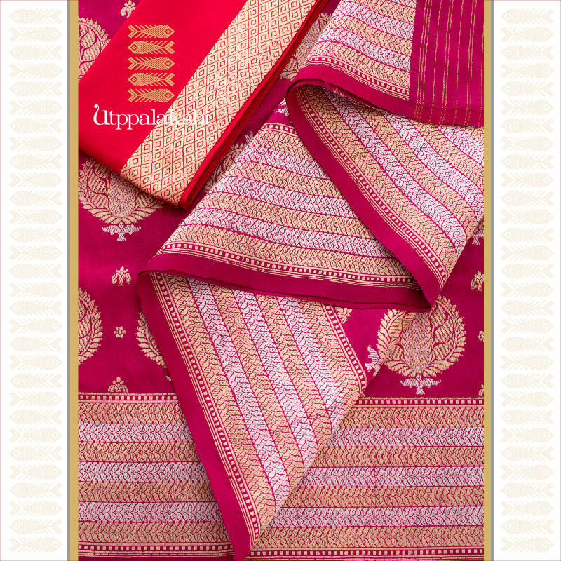 DEEP PINK WITH THREADWORK || BRIDAL BENARAS ||UTPPALAKSHI HANDWOVEN SILK SAREE