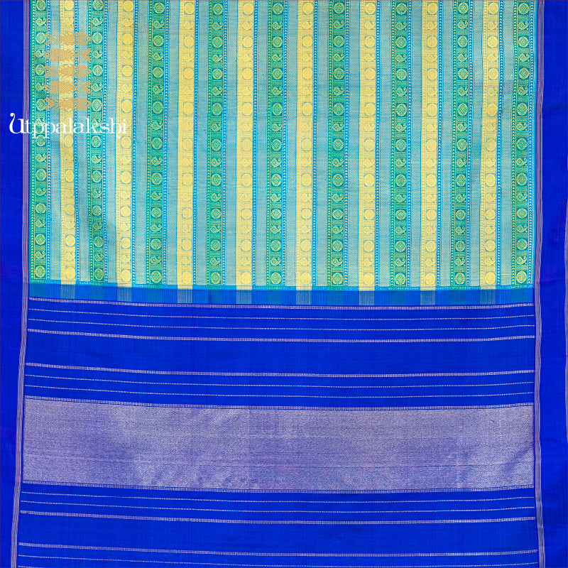 BLUE GREEN MANGO CHAKRAM || THREADWORK SAREE || UTPPALAKSHI HANDWOVEN KANJIVARAM SILK