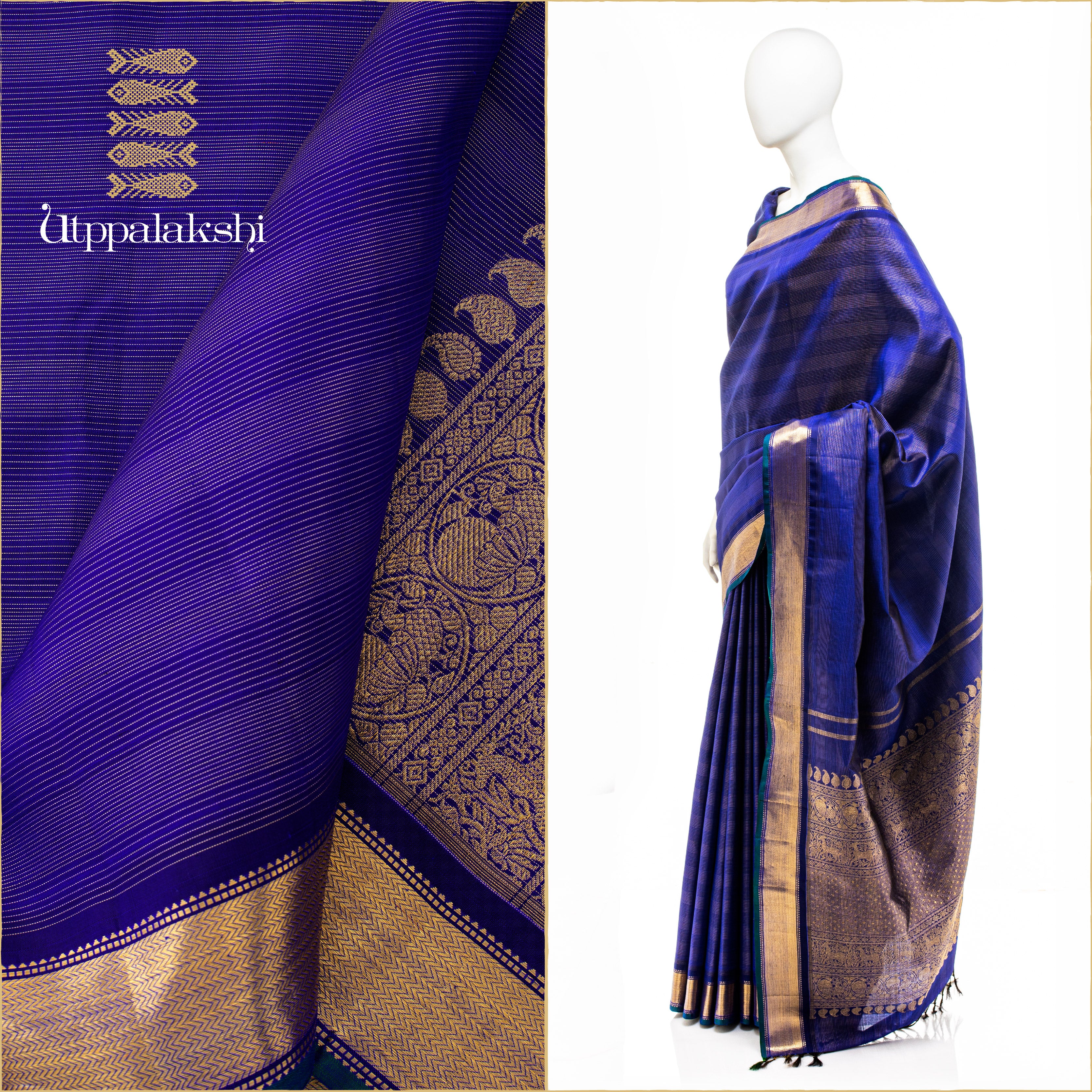 M S BLUE VAIRA OOSI || BRIDAL SAREE || UTPPALAKSHI HANDWOVEN KANJIVARAM SILK