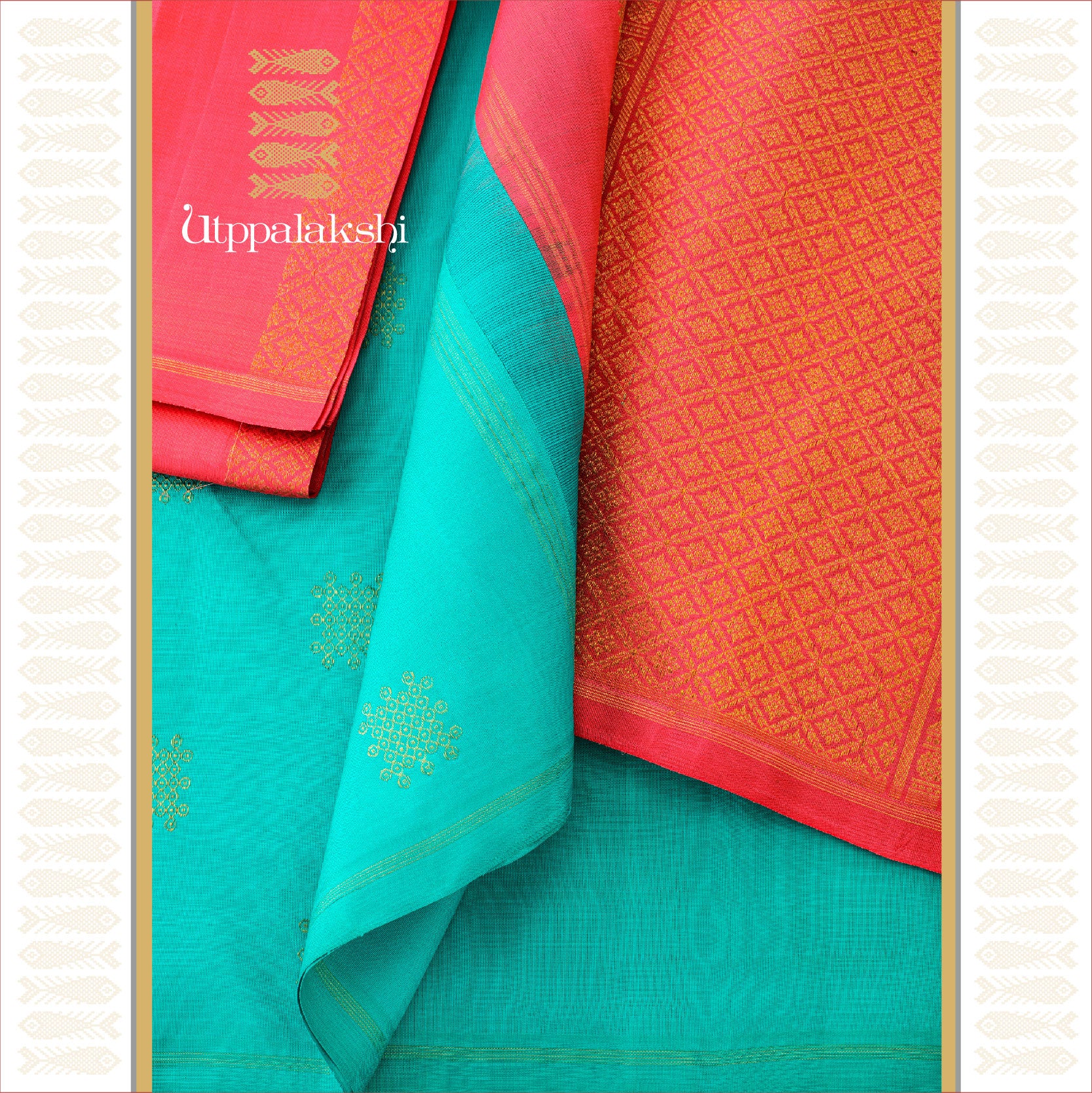 REXONA / SEA GREEN AND PINK KOLAM || UTPPALAKSHI HANDWOVEN KANJIVARAM SILK SAREE