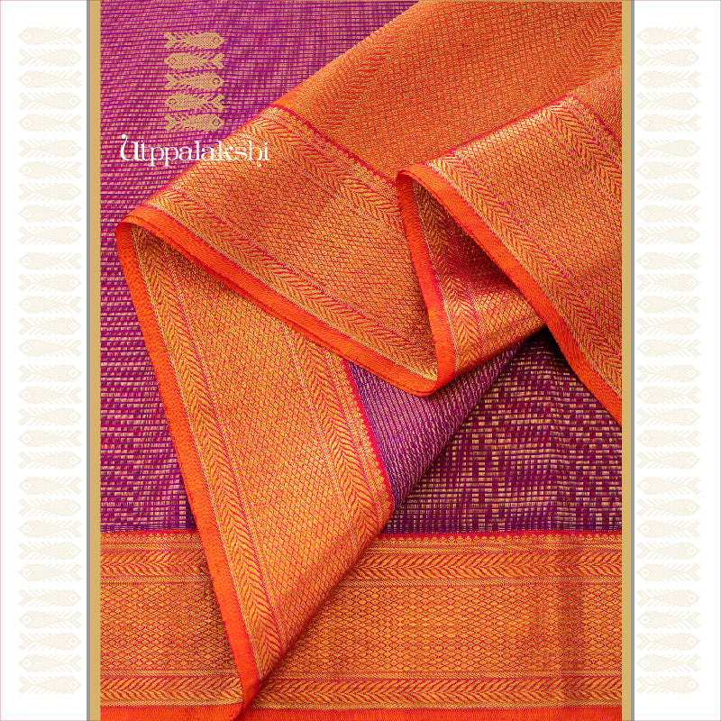 PURPLE WITH RUST || BRIDAL SAREE || UTPPALAKSHI HANDWOVEN KANJIVARAM SILK