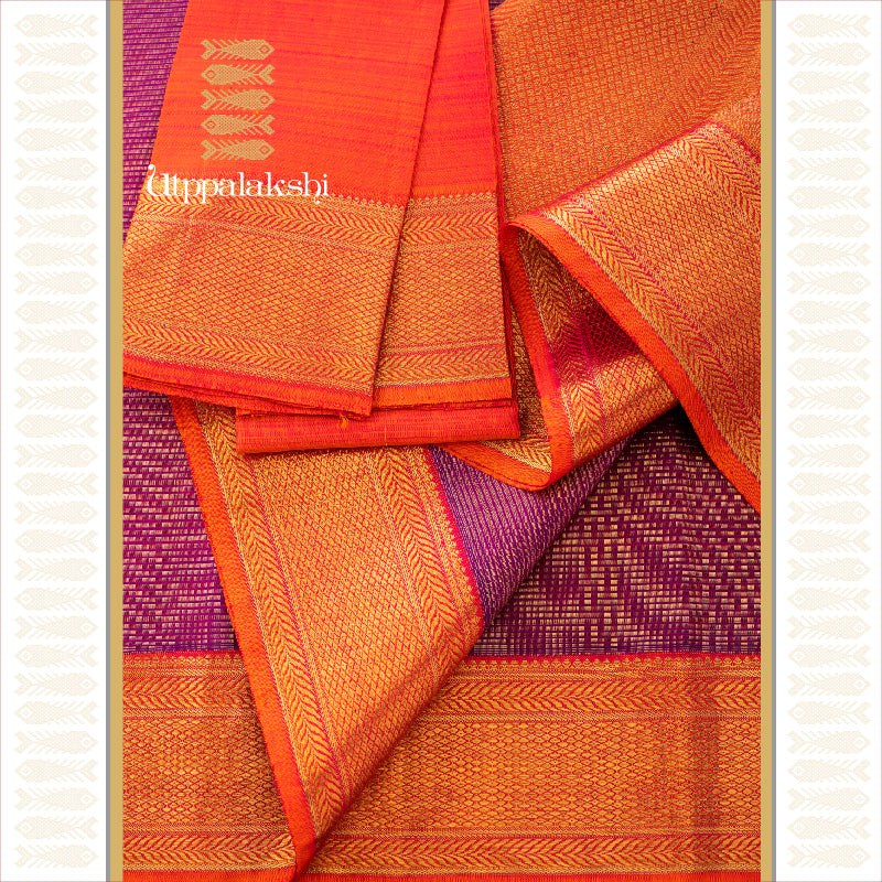 PURPLE WITH RUST || BRIDAL SAREE || UTPPALAKSHI HANDWOVEN KANJIVARAM SILK