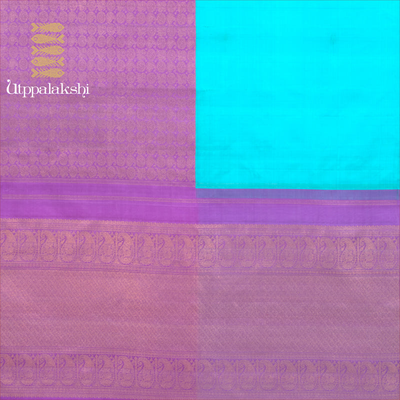 HALF AND HALF SAREE BLUE AND LAVENDER ANNAM || UTPPALAKSHI HANDWOVEN KANJIVARAM SILK