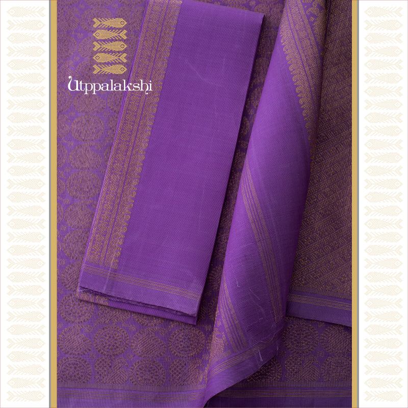 HALF AND HALF SAREE BLUE AND LAVENDER ANNAM || UTPPALAKSHI HANDWOVEN KANJIVARAM SILK