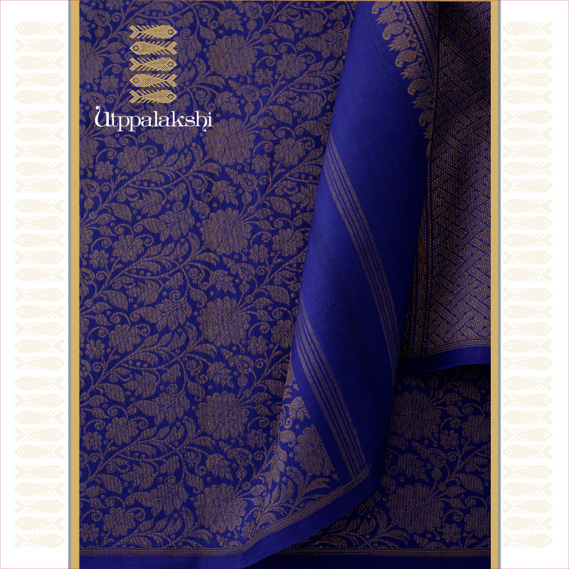 HALF AND HALF SAREE BLUE AND YELLOW || UTPPALAKSHI HANDWOVEN KANJIVARAM SILK