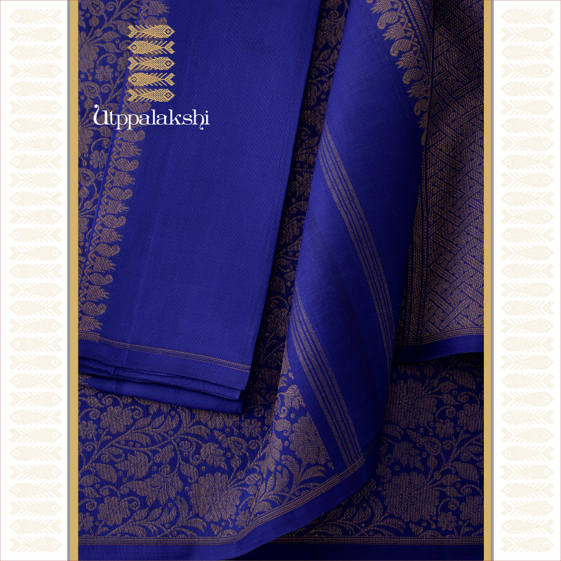 HALF AND HALF SAREE BLUE AND YELLOW || UTPPALAKSHI HANDWOVEN KANJIVARAM SILK